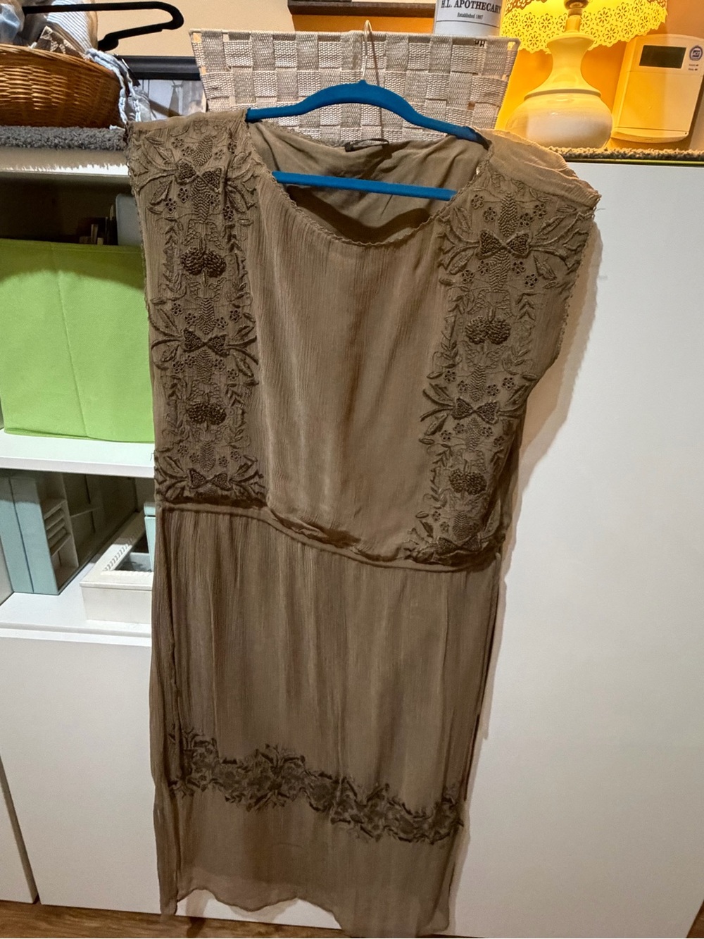 Massimo Dutti VINTAGE Embroidered Sleeveless Brown Women’s Dress